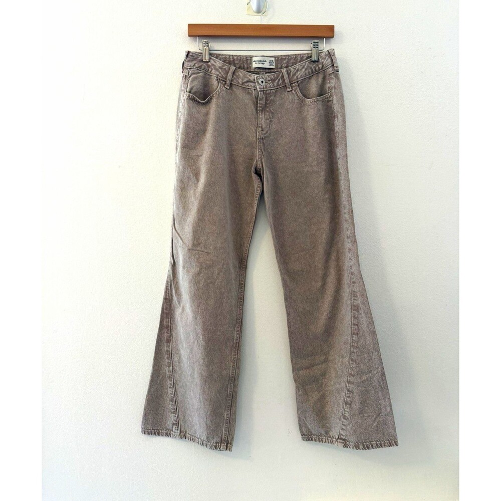 Abercrombie Kids Low Rise Baggy Bootcut Jeans Taupe Gray Girls Size 18
